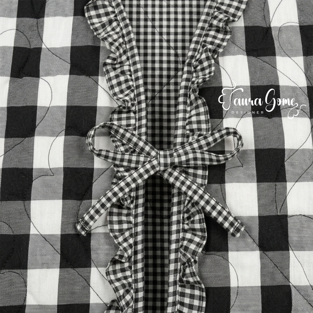 Gingham Ruffle Quilted Heart Vest (XS)