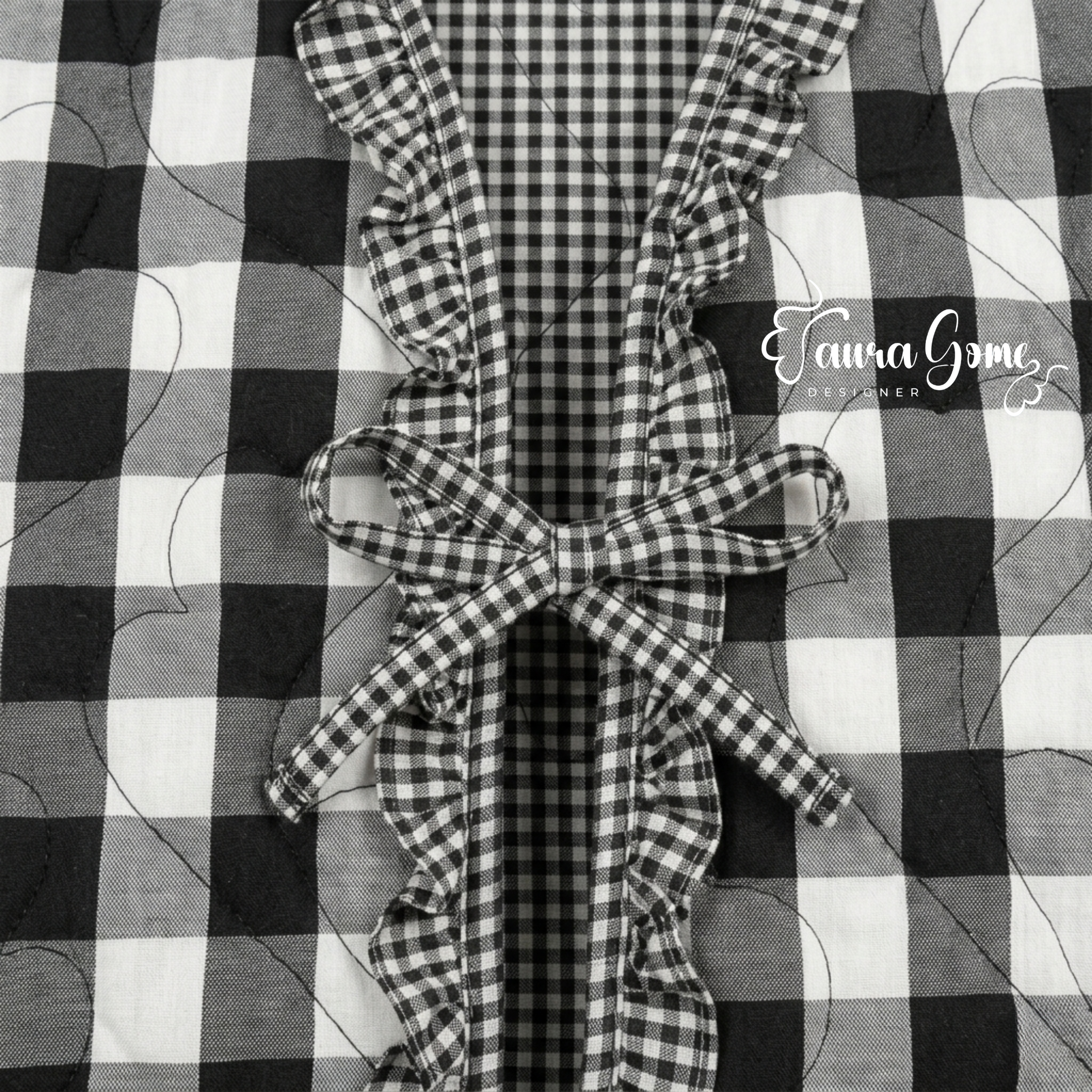 Gingham Ruffle Quilted Heart Vest (XS)