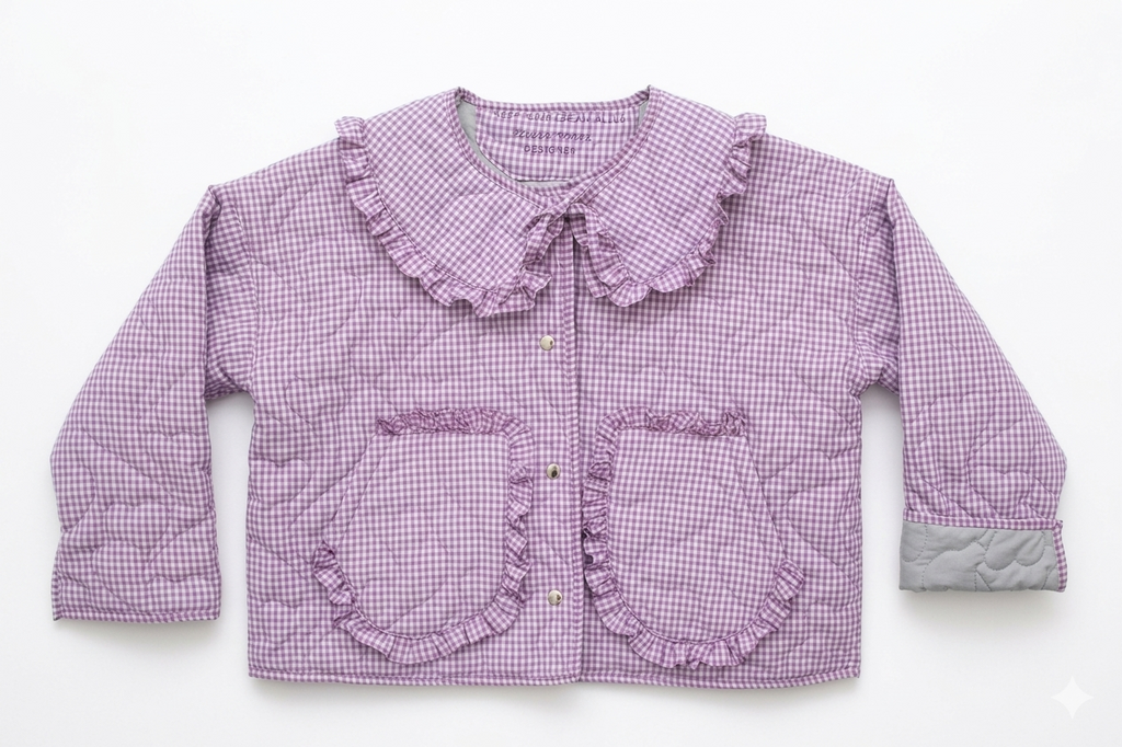 Gingham Lilac Jacket with Neck