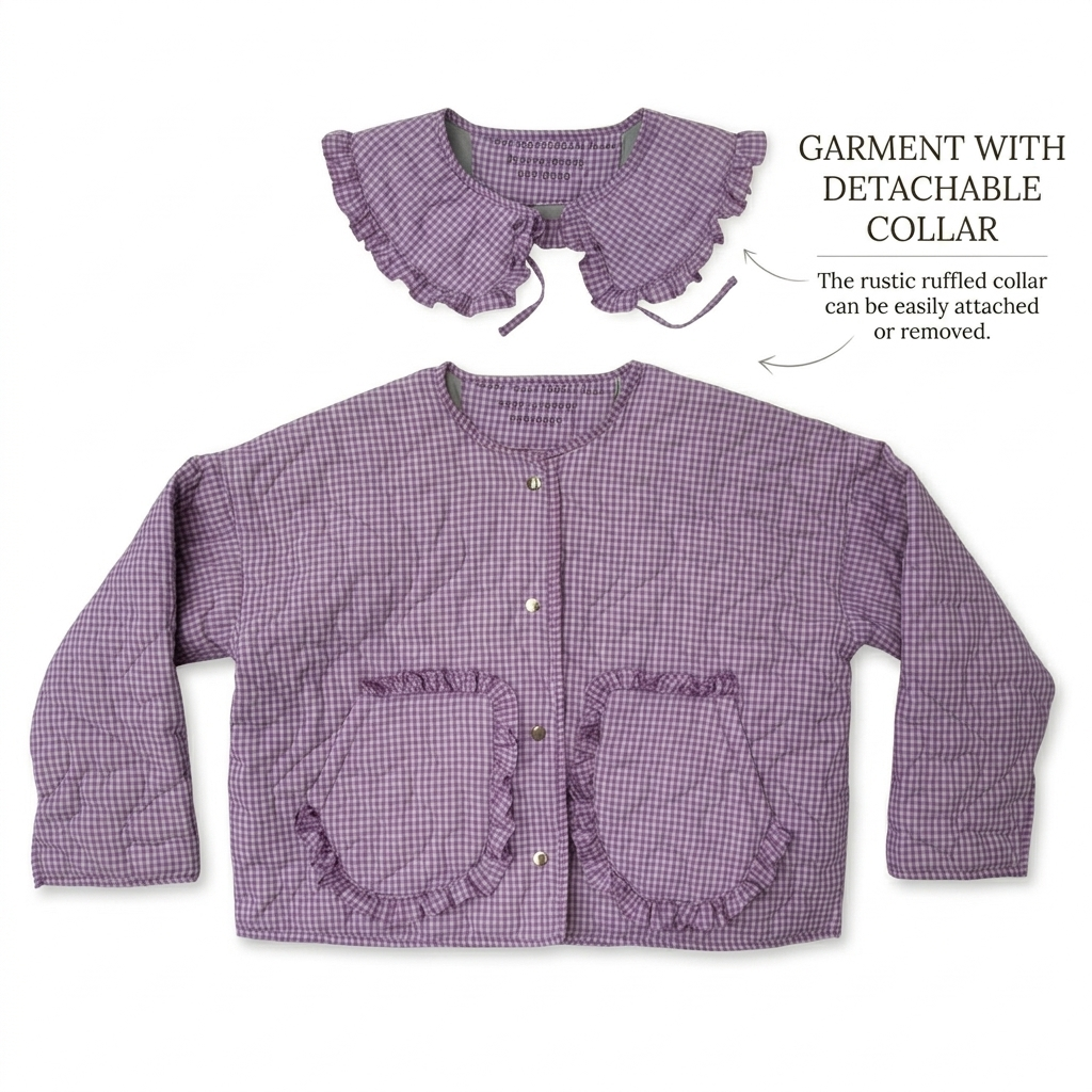 Gingham Lilac Jacket with Neck