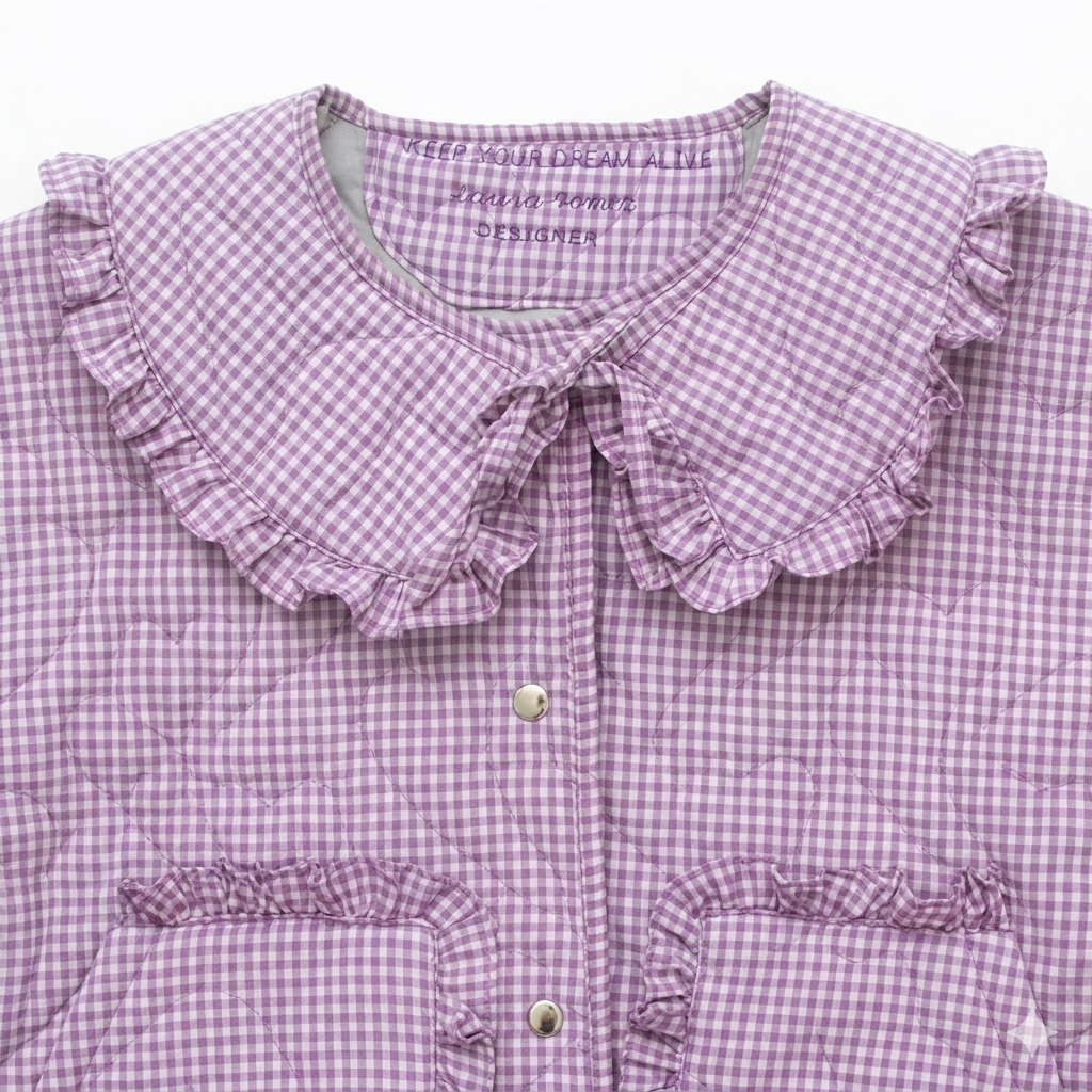 Gingham Lilac Jacket with Neck