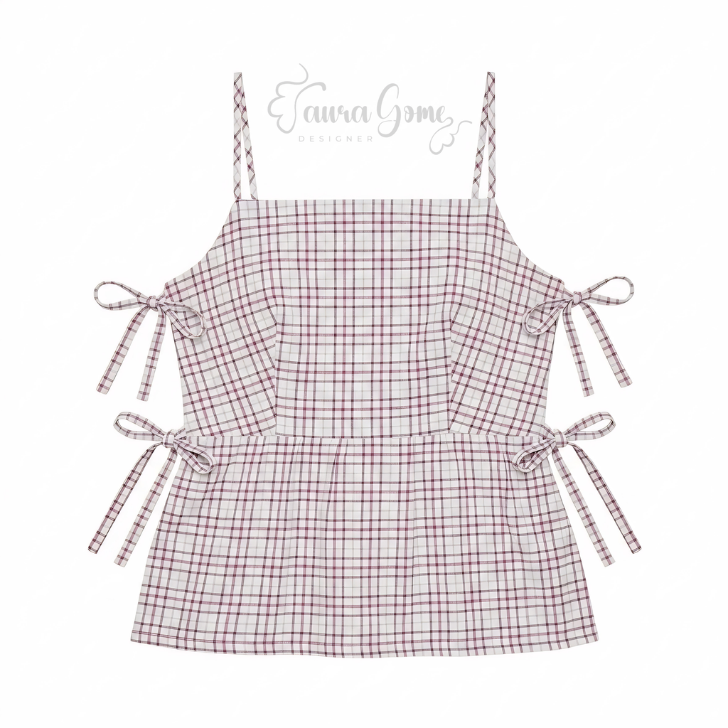 Gingham Side-Tie Peplum Top