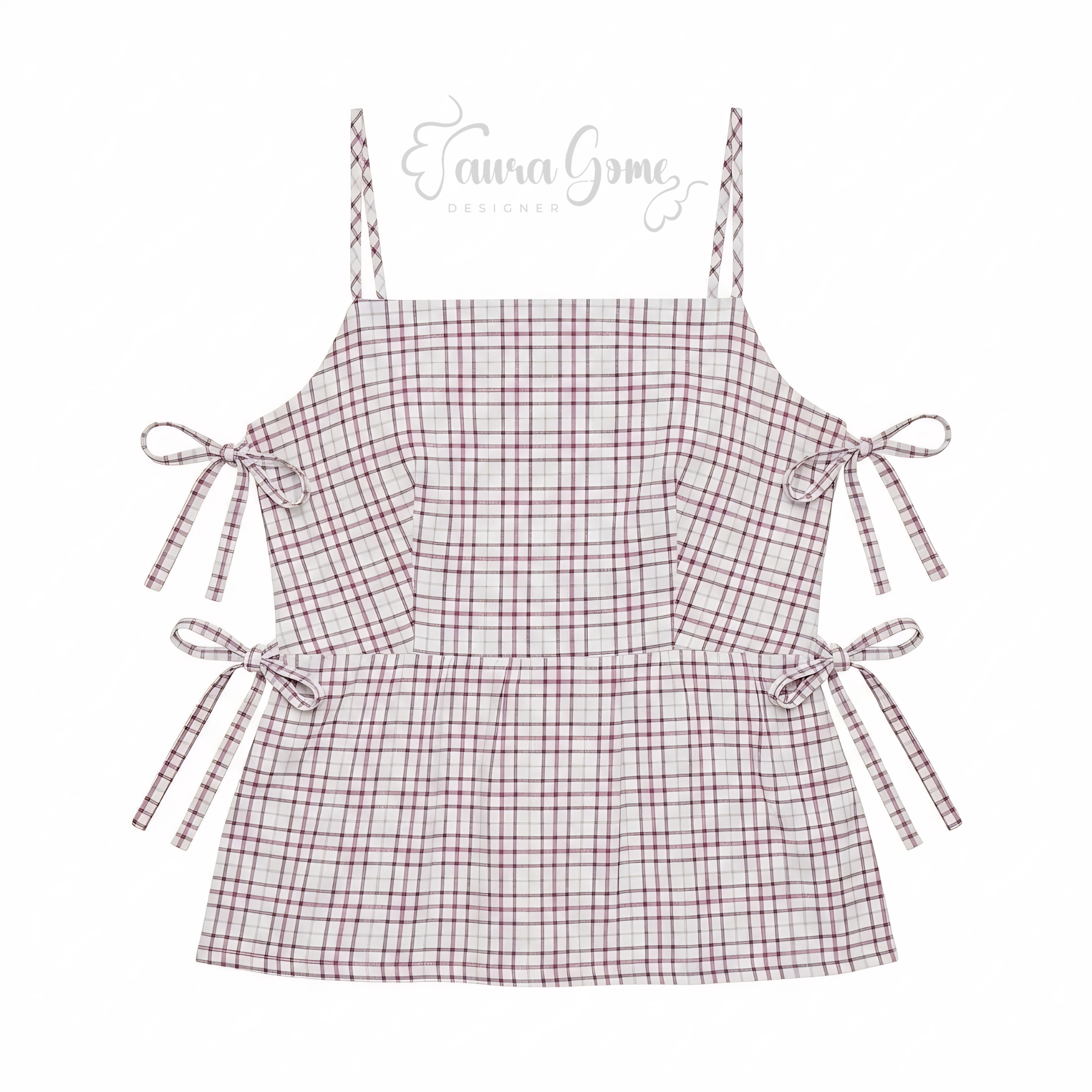 Gingham Side-Tie Peplum Top