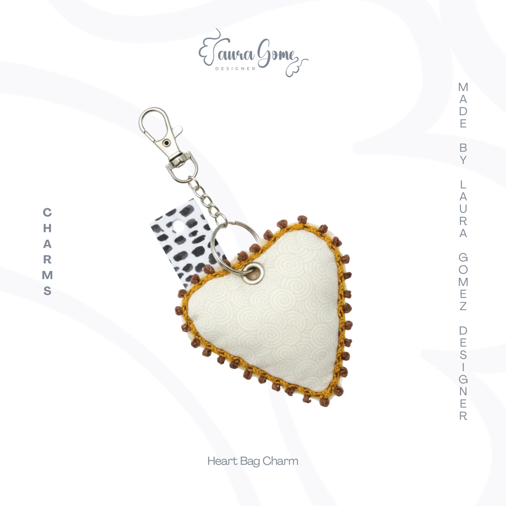4 Inch Bag Charms/Quilted Keychain - Unique Heart Design