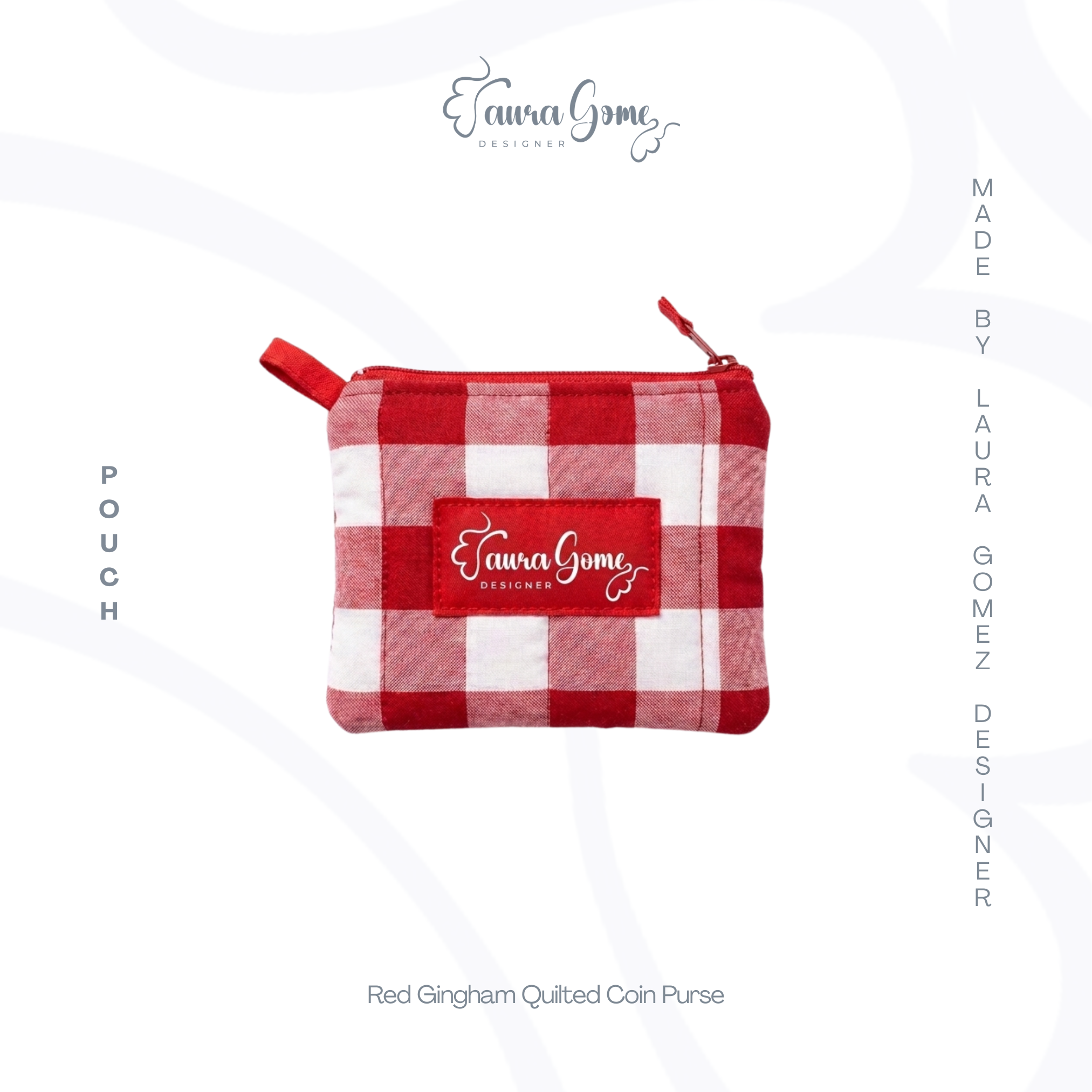 Red Gingham Quilted Coin Purse – Cherry Check Pouch