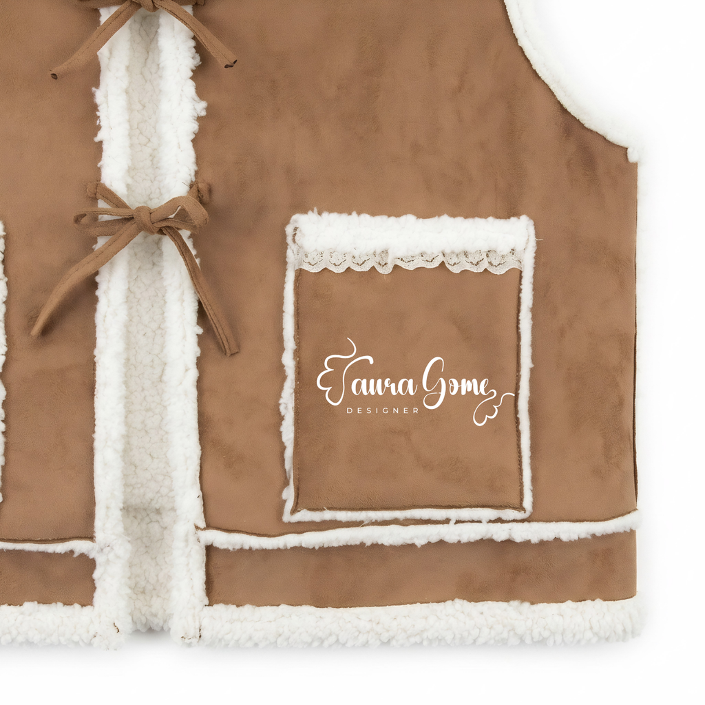 Susan Vest (Faux Suede & Shearling Lace-Trimmed)
