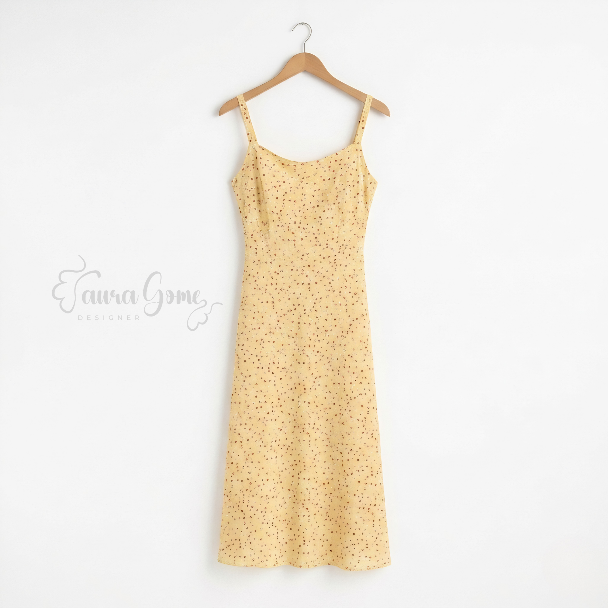Yellow Ditsy Floral Midi Dress (Size 16)