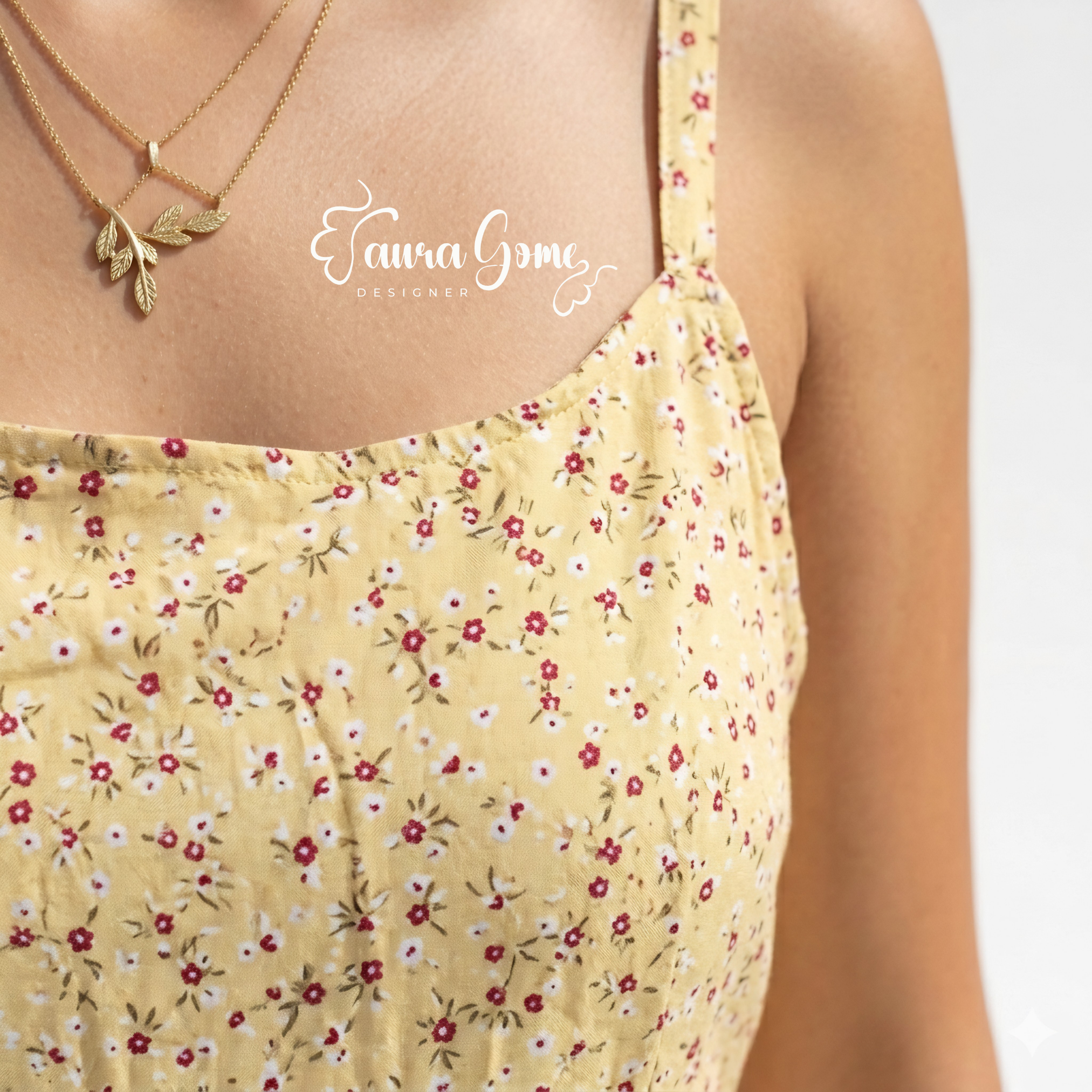 Yellow Ditsy Floral Midi Dress (Size 16)